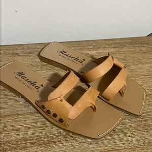 italian leather flat sandals